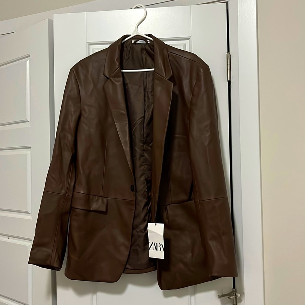 Brown leather Zara jacket